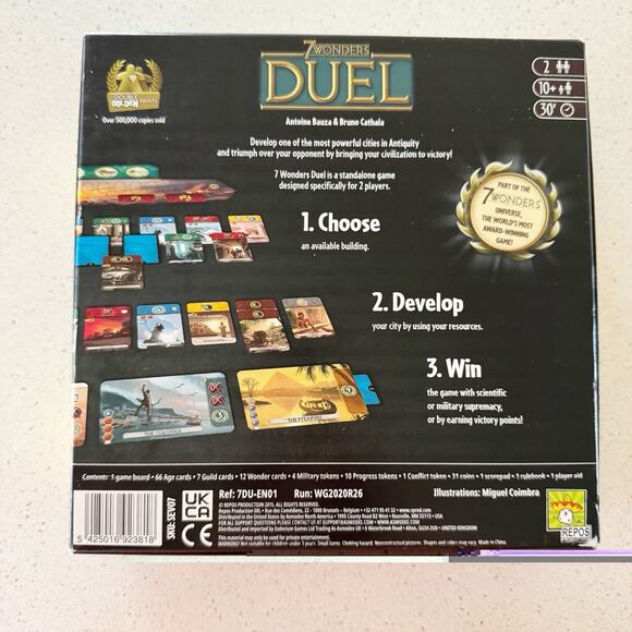 7 WONDERS DUEL Board Card Game 100% COMPLETE 2015 SEVEN WONDERS New Open Box - Picture 3 of 4